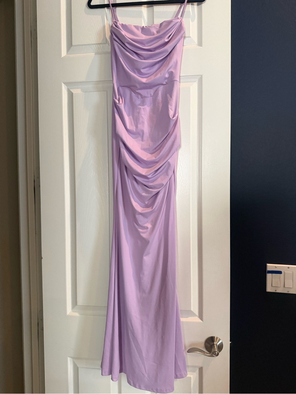 Lilac Cowl Neck Maxi Dress with Draped Front